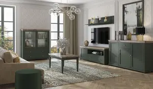 Evora 40 TV Cabinet W1810mm H610mm D490mm - Green & Oak Lefkas, Sleek Design with Cable Management