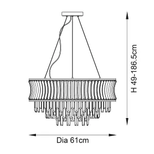 Luminosa Vittoria Pendant Ceiling Light Bright Nickel Plate, Crystal And Clear Glass