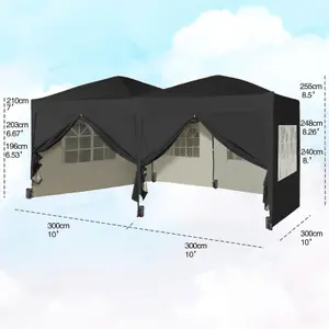 MCC Direct 3x6 Pop up Gazebo Marquee No Sides Black