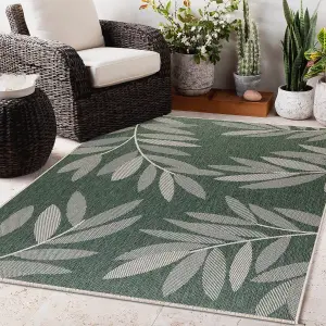 Duo Weave Collection Outdoor Rugs in Trailing Leaves Design