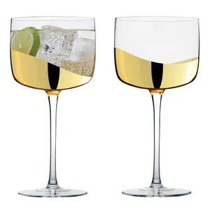 Wave Gin Glasses (Set of 2) Gold/Clear