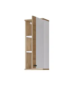 Compact Fargo 03 Bathroom Cabinet 350mm x 840mm x 220mm in White Gloss & Oak - Efficient Storage Solution