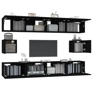 Berkfield 6 Piece TV Cabinet Set Black Engineered Wood