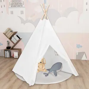 Berkfield Children Teepee Tent with Bag Peach Skin White 120x120x150 cm