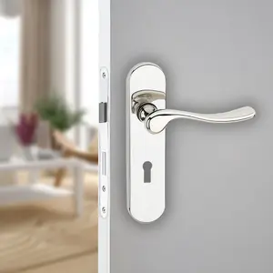 URBNLIVING 174mm Length 8 Pcs Berkshire Metal & Polished Nickel Lever Latch Door Keyhole Handle Set