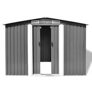 Berkfield Garden Storage Shed Grey Metal 257x205x178 cm