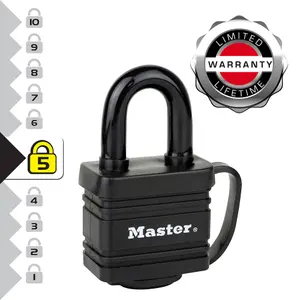 Master Lock Laminated Steel Black Padlock with Thermoplastic cover (W)40mm