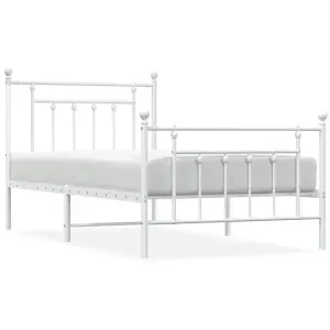 Berkfield Metal Bed Frame with Headboard and Footboard White 100x190 cm