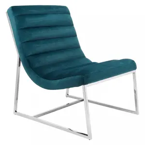 Interiors by Premier Teal Velvet Cocktail Chair, Easy to Adjust Comfy Chair, Effortless Cleaning Ocassional Accent Chair