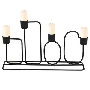 URBNLIVING 16cm Metal Black Candle Holder Holds Up To 4 Candles Dinner Centrepiece