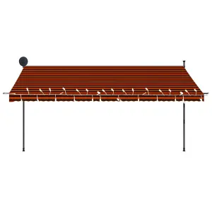 Berkfield Manual Retractable Awning with LED 400 cm Orange and Brown