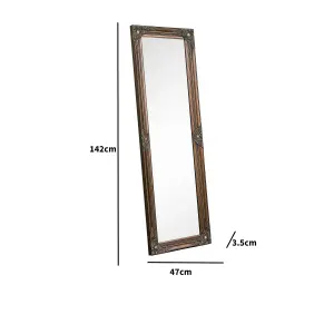 Melody Maison Tall Ornate Gold Wall Mirror 47cm x 142cm