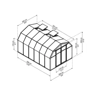 Rion Hobby Gardener 8 Ft W x 12 Ft D Greenhouse 208cm H x 266cm W x 391cm D