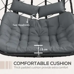 Outsunny PE Hanging Swing Chair w/ Thick Cushion, Patio Hanging Chair, Black