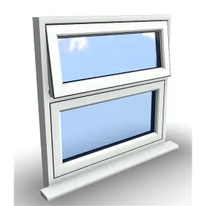 1095mm (W) x 1095mm (H) PVCu Flush Casement Window - 1 Top Opening Window - White Internal & External