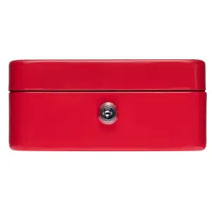 Hardys Metal Cash Box Money Bank Deposit Steel Tin Security Safe Petty Key Lockable - 8" Red