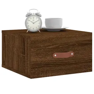 Berkfield Wall-mounted Bedside Cabinet Brown Oak 35x35x20 cm