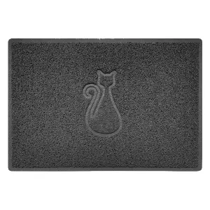 Nicoman Dark Grey Cat Embossed Spaghetti Coil Door Mat Dirt-Trapper Washable Barrier Doormat 90cm x 60cm