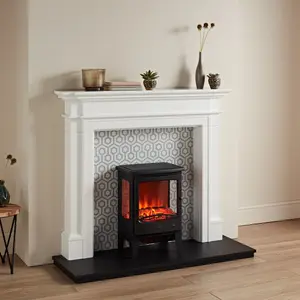 Focal Point Montana White & black MDF Fireplace surround set