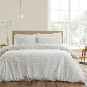 Shadow Leaves 200 Thread Count Cotton Duvet Cover Set Beige / Double Duvet Cover + 2 Standard Pillowcases