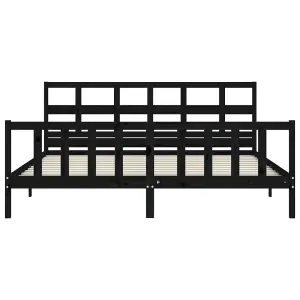 Berkfield Bed Frame with Headboard Black 200x200 cm Solid Wood