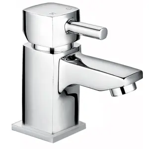 Nes Home Boston Cloakroom Basin Mono Mixer Tap Chrome Square Single Lever Solid Brass