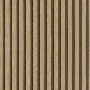 Galerie Industrial Effects Brown Stripe Wood Panel Wallpaper Roll