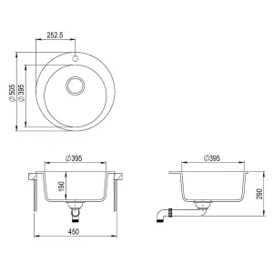 Berkfield Granite Kitchen Sink Single Basin Round Grey