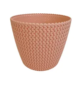 DECORATIVE FLOWERPOT WITH WICKERWORK IMITATION, SPLOFY - 16CM - PEACH