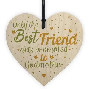 Red Ocean Godmother Gift Friendship Best Friend Christening Handmade Wooden Hanging Heart Gift Chic Plaque