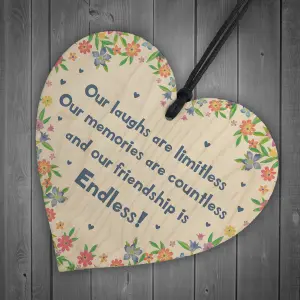 Special Friendship Gift Hanging Wooden Heart Birthday Christmas Gift For Friend Keepsake