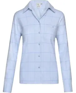 House Of Bruar Ladies Open Check Brushed Cotton Shirt - Soft Blue