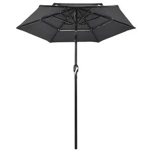 Berkfield 3-Tier Parasol with Aluminium Pole Anthracite 2 m