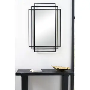 Iron Rectangle Wall Mirror Black