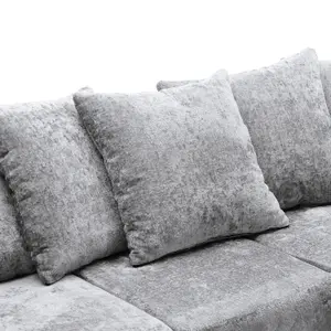 Harriet Crushed Chenille Right Facing Corner Sofa in Light Grey