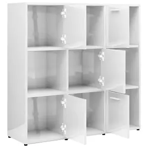 Berkfield Book Cabinet High Gloss White 90x30x90 cm Engineered Wood