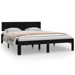 Berkfield Bed Frame Black Solid Wood Pine 140x200 cm