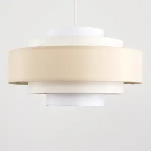 ValueLights Hampshire Modern 3 Tone Cream 5 Tier Cylinder Ceiling Pendant Light Shade