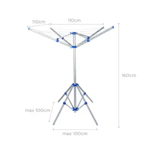 4 Arm Rotary Washing Line Airer Indoor & Outdoor Umbrella-Style Clothes Drying Rack