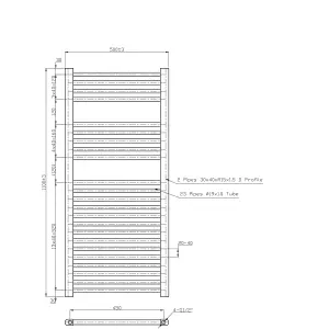 Rinse Bathrooms Prefilled Electric Straight Heated Towel Rail Radiator for Bathroom Kitchen White 1100x500mm - 250W