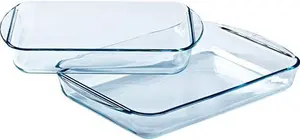 Pyrex - Set Of 2 Rectangular Lasagne And Gratin Dishes - 2.8L And 3.8L - Borosilicate Glass - Extreme Resistance - Dishwasher Safe - Made In France