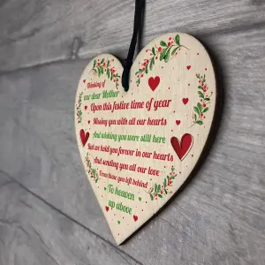 Mum Memorial Christmas Decoration Wooden Hanging Heart In Memory Plaque Gift For Mum