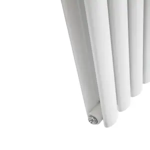 Nes Home 1800 x 480 mm Central Connection Vertical Designer Radiator White Double Oval Tube