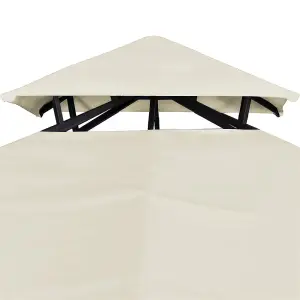 3m x 3m Luxury Gazebo With Metal Corner Supports - Cream