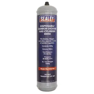 Sealey Disposable Carbon Dioxide CO2 Gas Cylinder 600g For Mobile Welder CO2/101