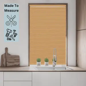 Caecus MTM Woodgrain Effect PVC Long Drop Venetian Blind Venetian Blind Teak 90cm width x 210cm drop