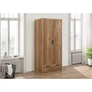 Birlea Stockwell 2 Door 1 Drawer Wardrobe Rustic Oak