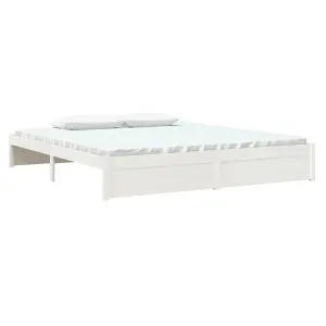 Berkfield Bed Frame White Solid Wood 180x200 cm Super King Size