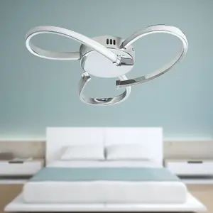 First Choice Lighting Blaney Polished Chrome LED Flush Ceiling Light