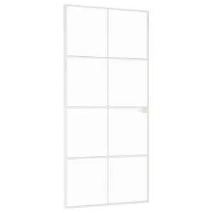 Berkfield Interior Door White 93x201.5 cm Tempered Glass&Aluminium Slim